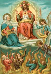Jesus and Mary with the holy souls in purgatory